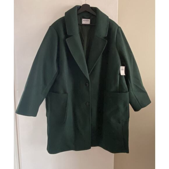 Old Navy Women's Plus Size 3x Double Breast Oversized Peacoat Pockets Dark Green - Picture 2 of 6